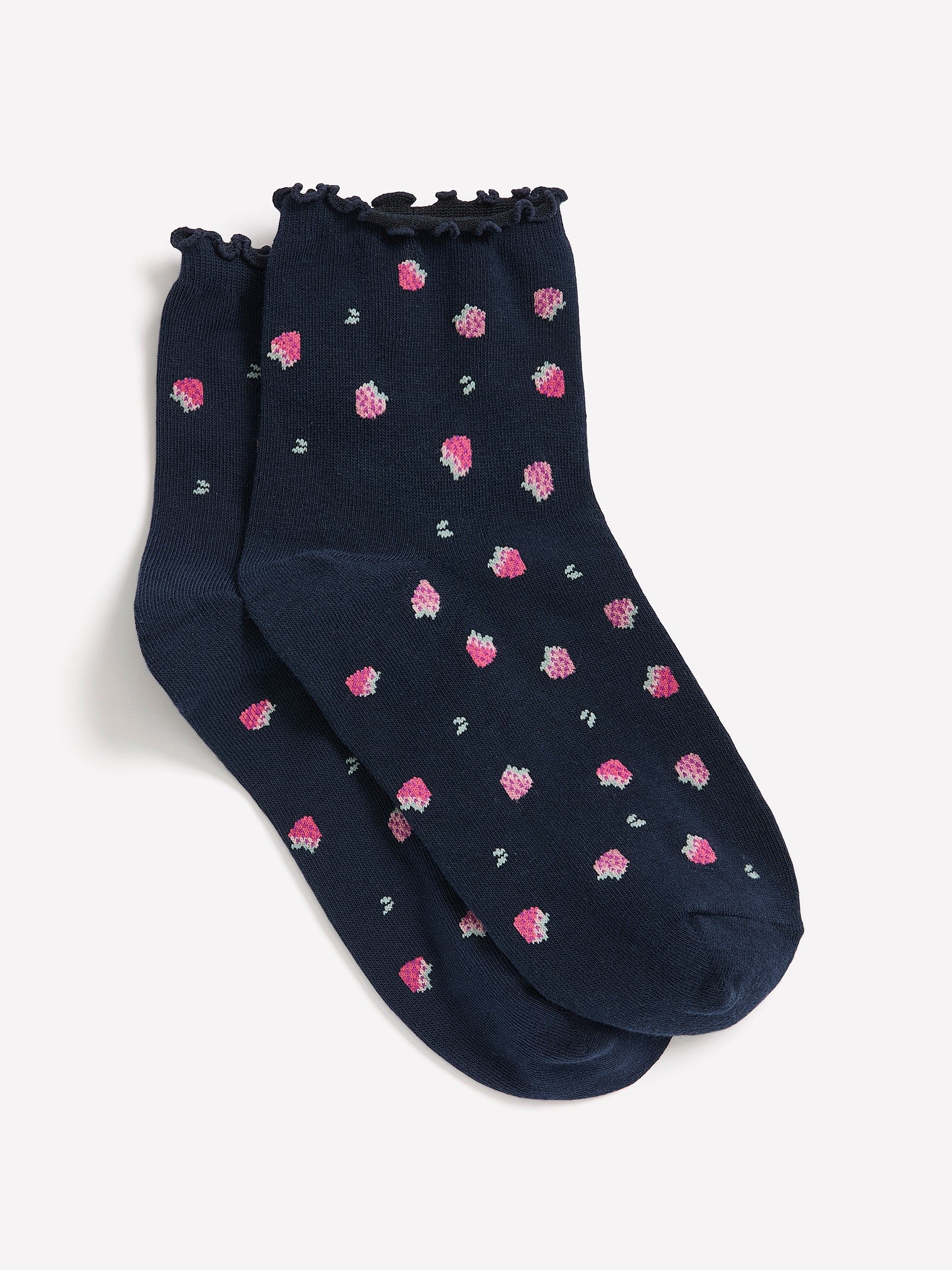 Printed Ankle Socks with Lettuce Edge