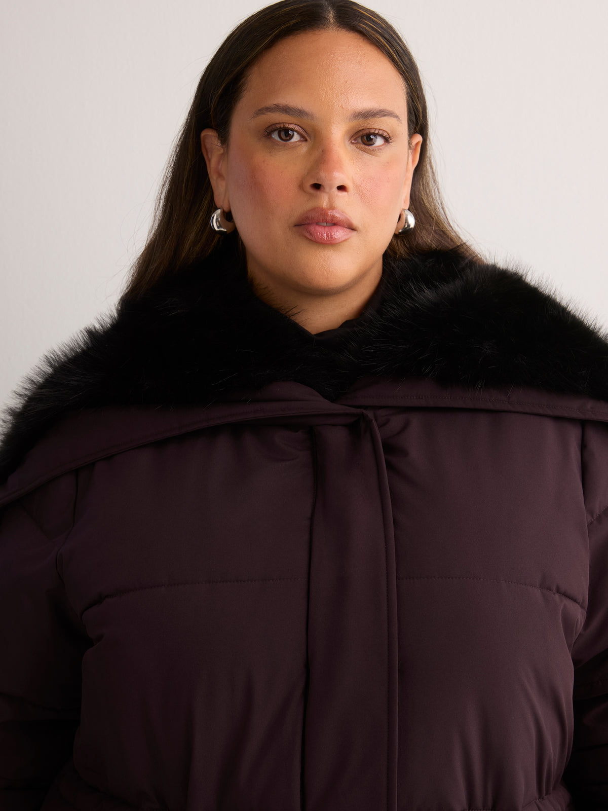Maxi Puffer Jacket with Split Hood