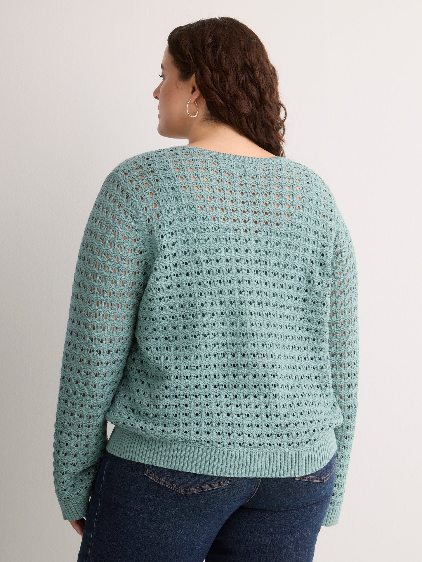 Semi-Fitted Crochet Cardigan with Long Bell Sleeves