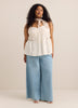 Linen Blend Swing Cami Blouse with Pintuck Detail