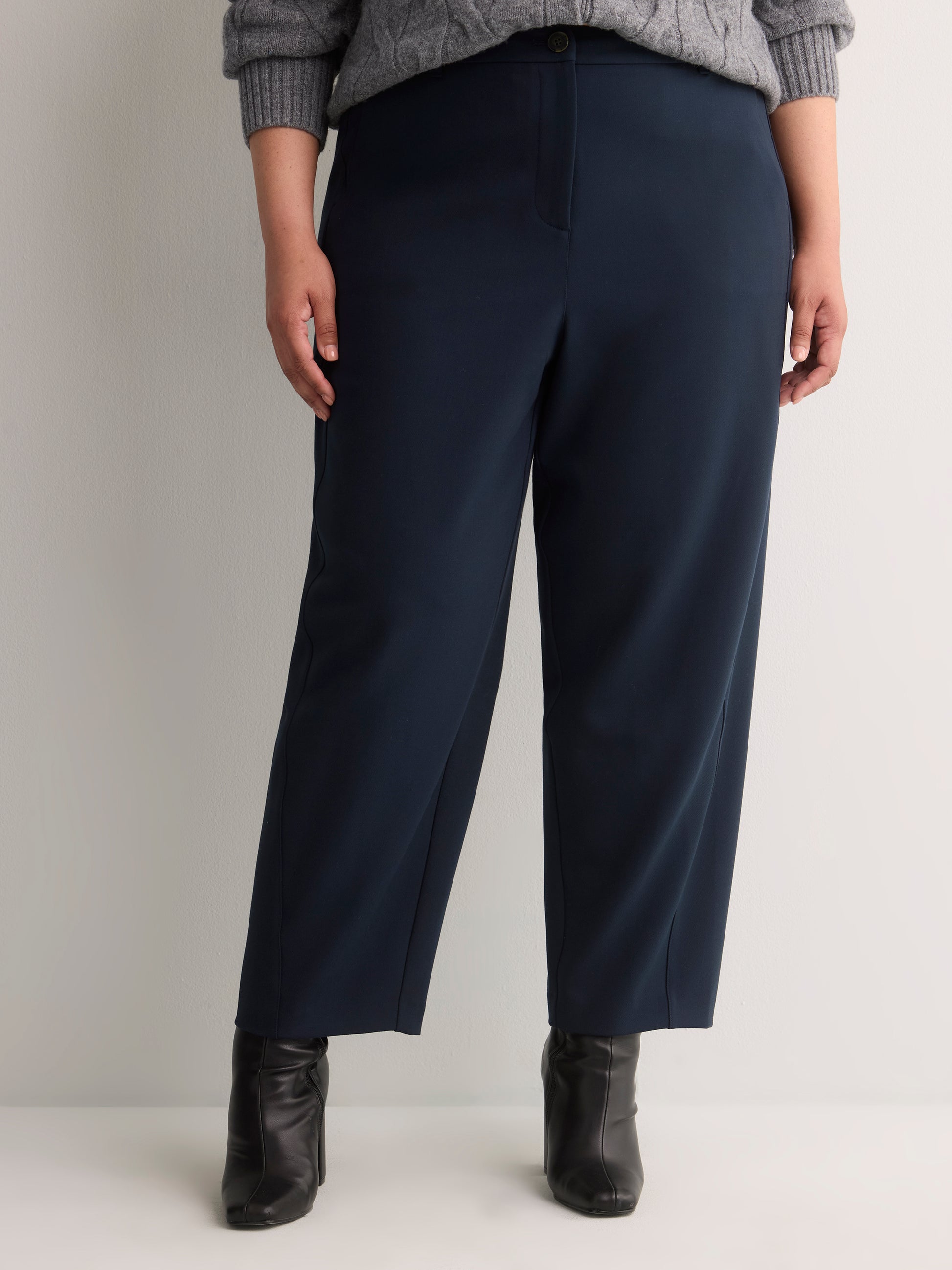 Dark Barrel-Leg Trousers