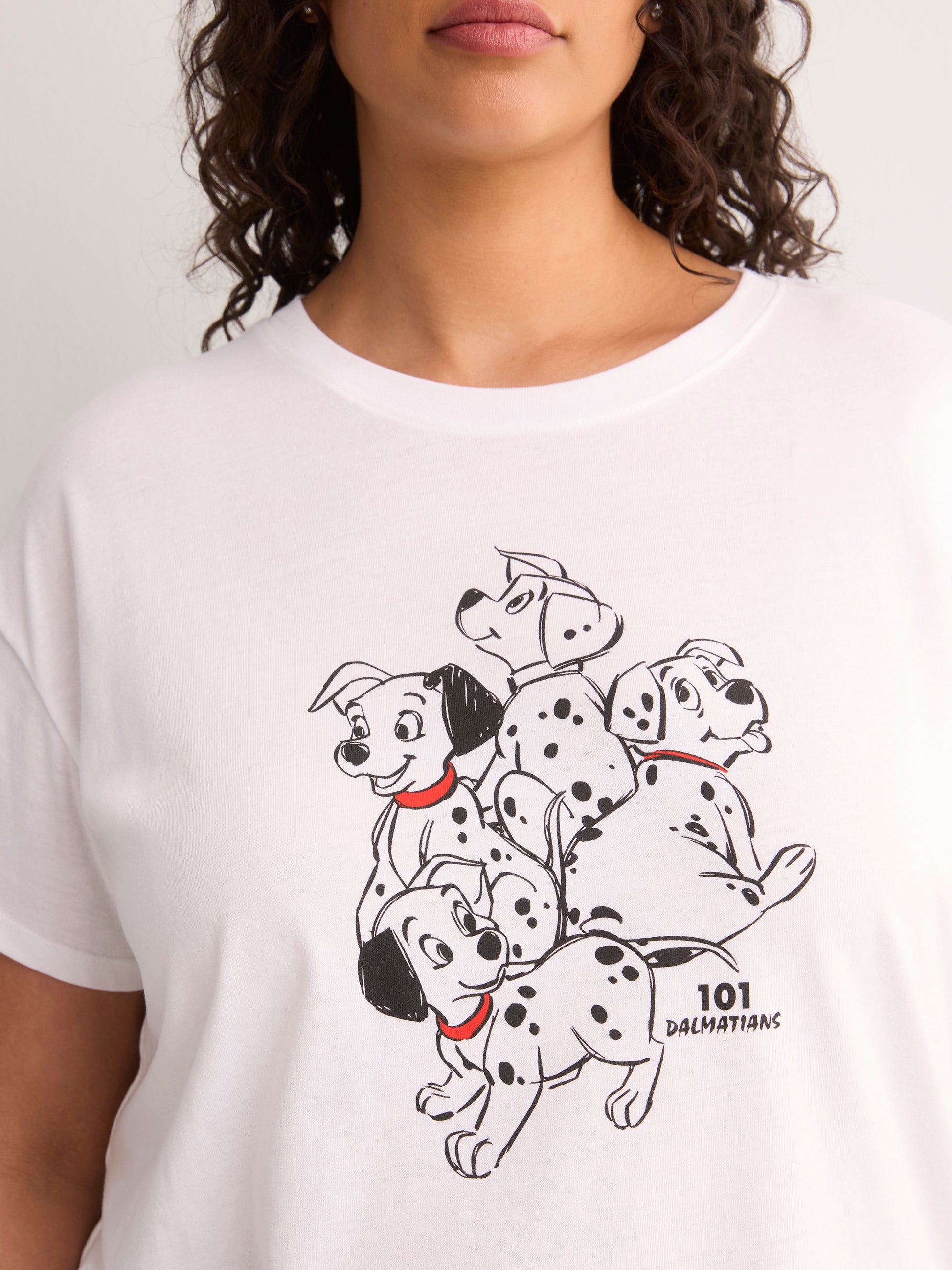 White Short-Sleeve Pyjama Top with Dalmatian Print - Disney