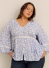 Blouse à col en V et manches amples avec ruban décoratif - Addition Elle