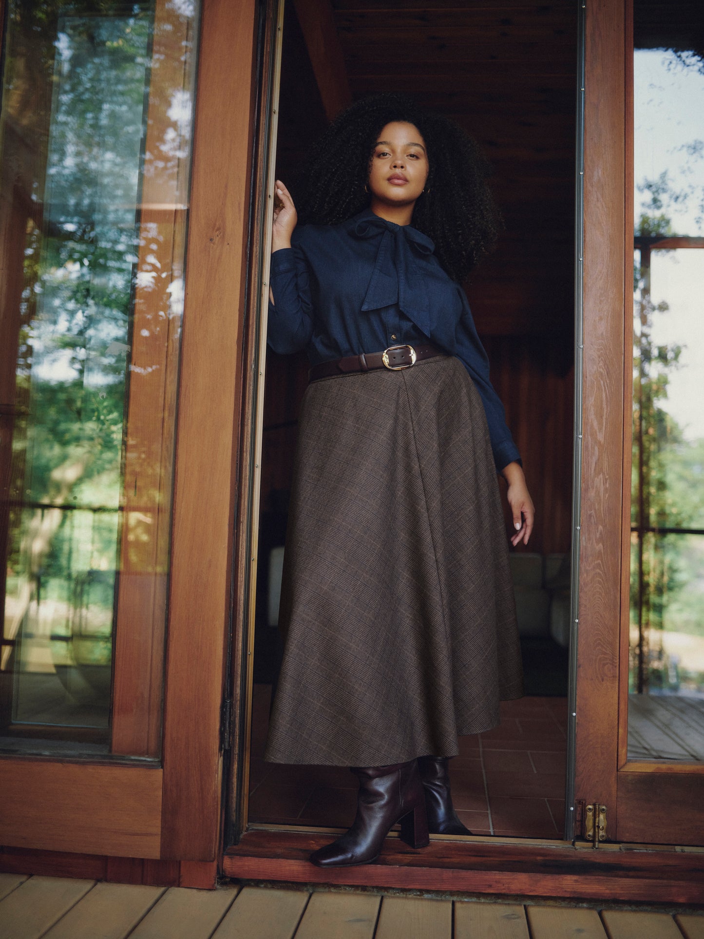 Plaid Circle Midi Skirt