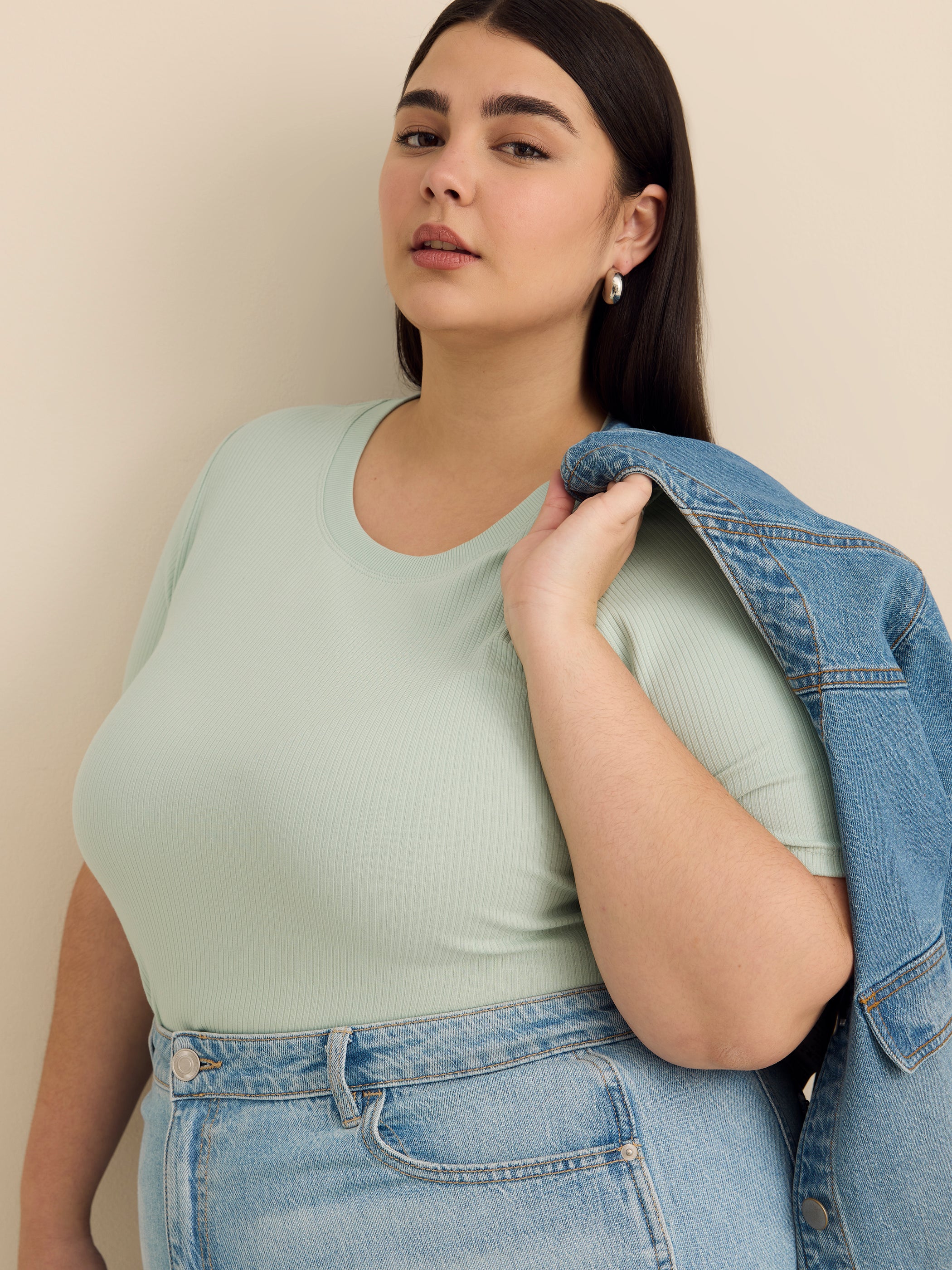 Curvy-Fit Crewneck Tee with Placement Print