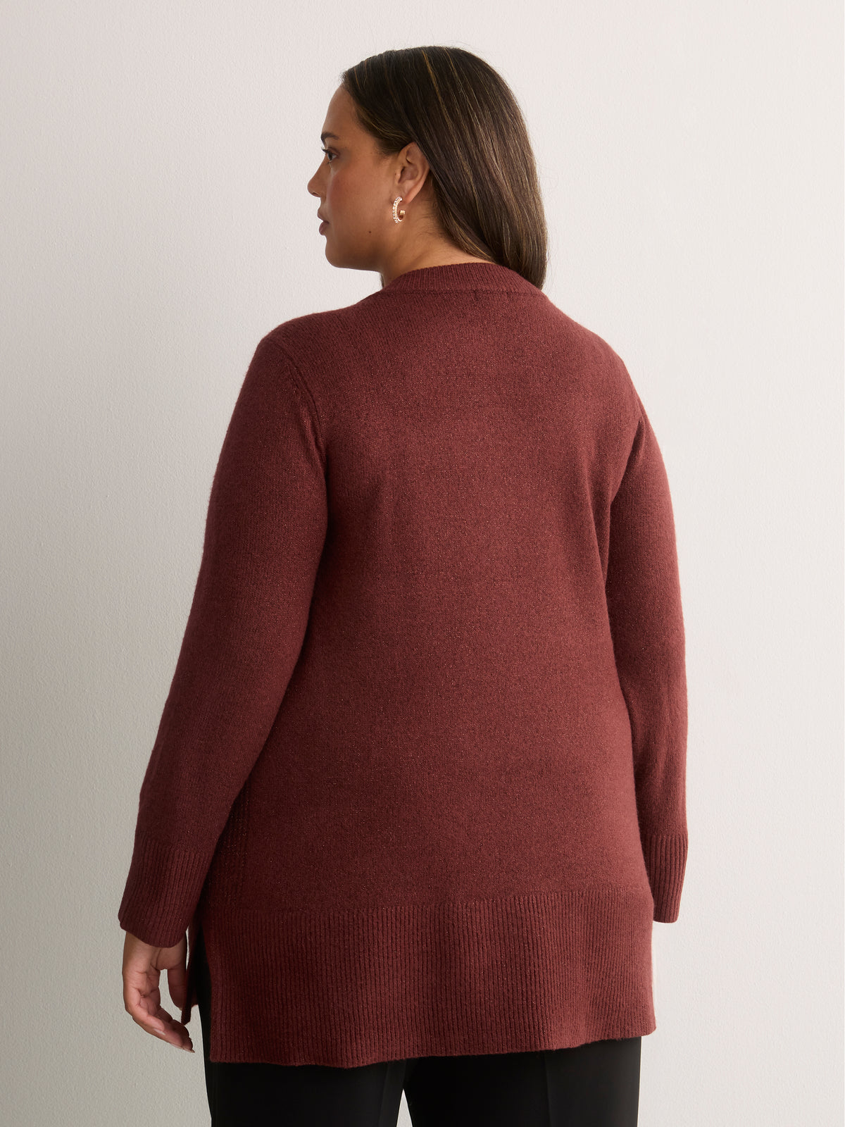 Lurex Crew-Neck Tunic Sweater