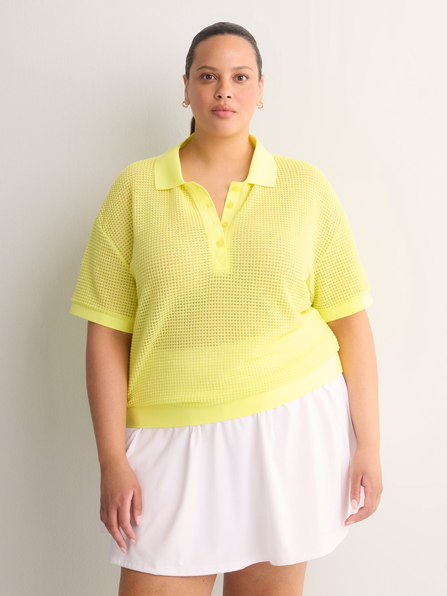Crochet Waffle Polo Shirt - Active Zone