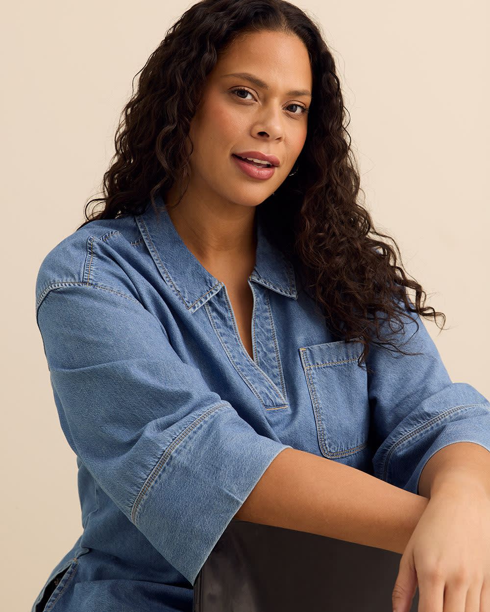 Denim Pull Over Blouse