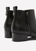 Extra Wide Width, Black Leather Zipper Ankle Bootie