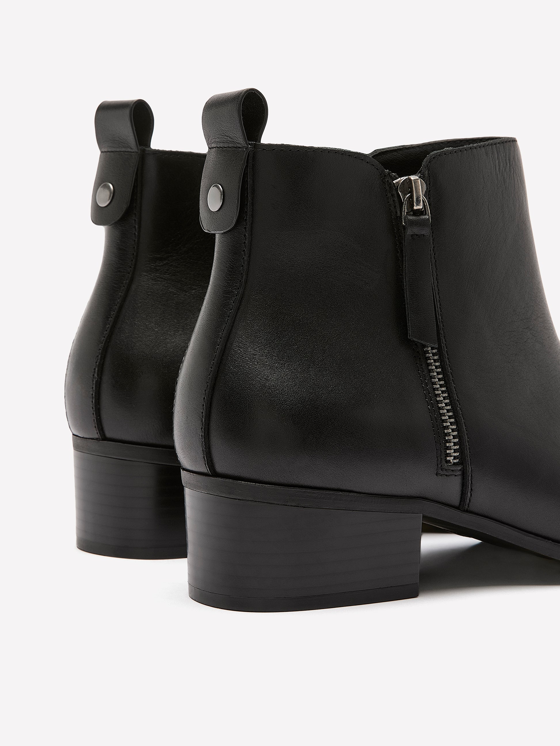 Extra Wide Width, Black Leather Zipper Ankle Bootie