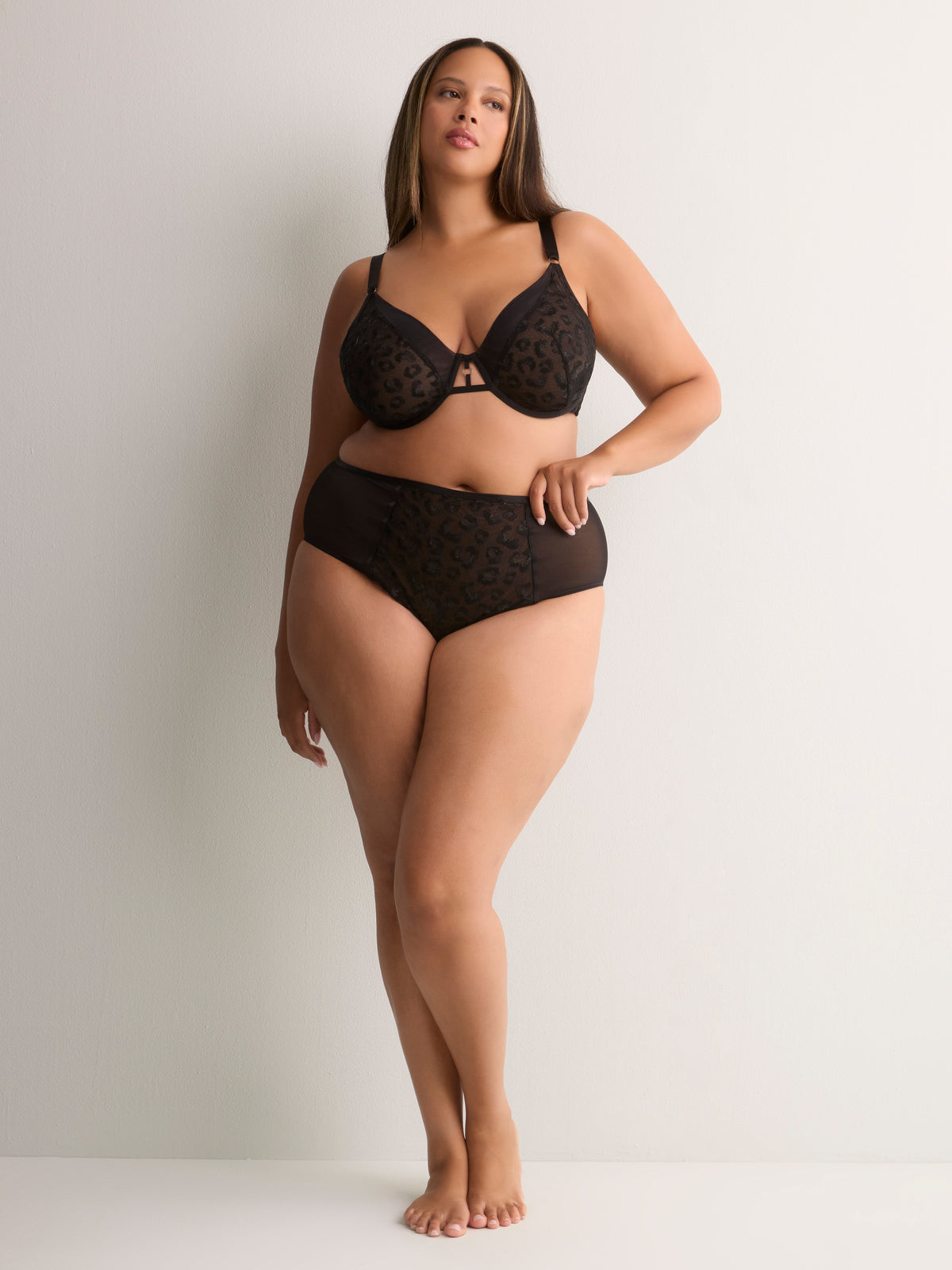 Sexy Black High-Cut Brief with Cheetah Embroidery - Déesse Collection