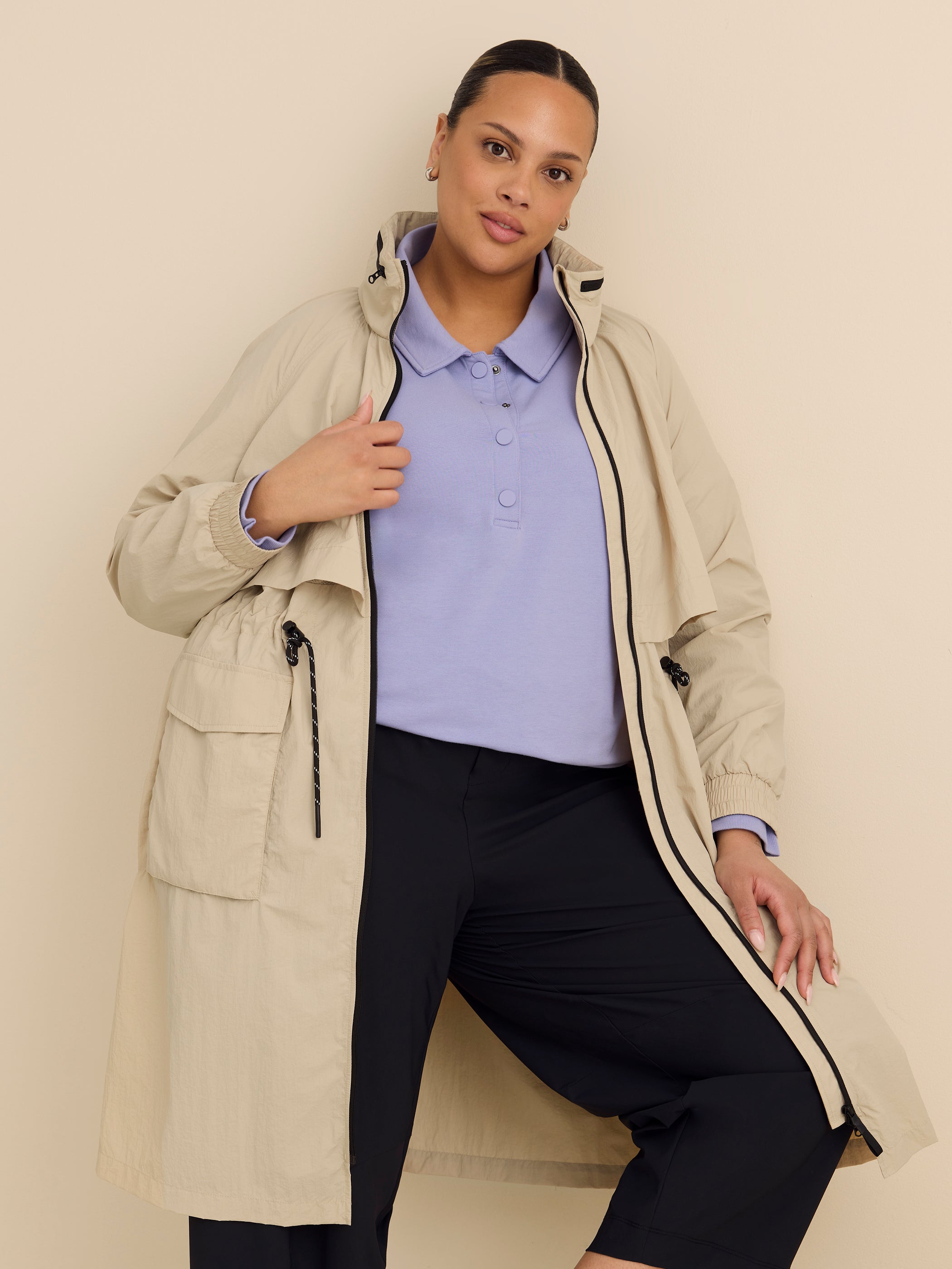 Manteau coupe-vent imperméable long - ActiveZone