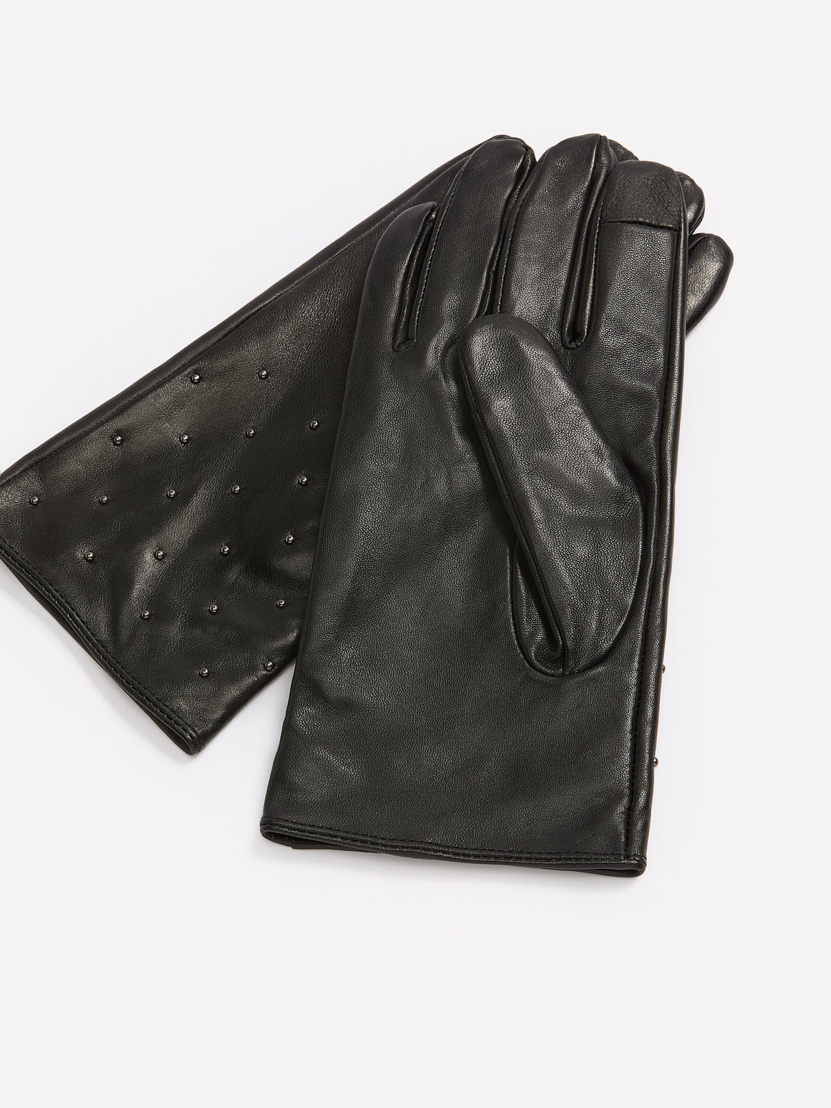 Black Studded Leather Gloves