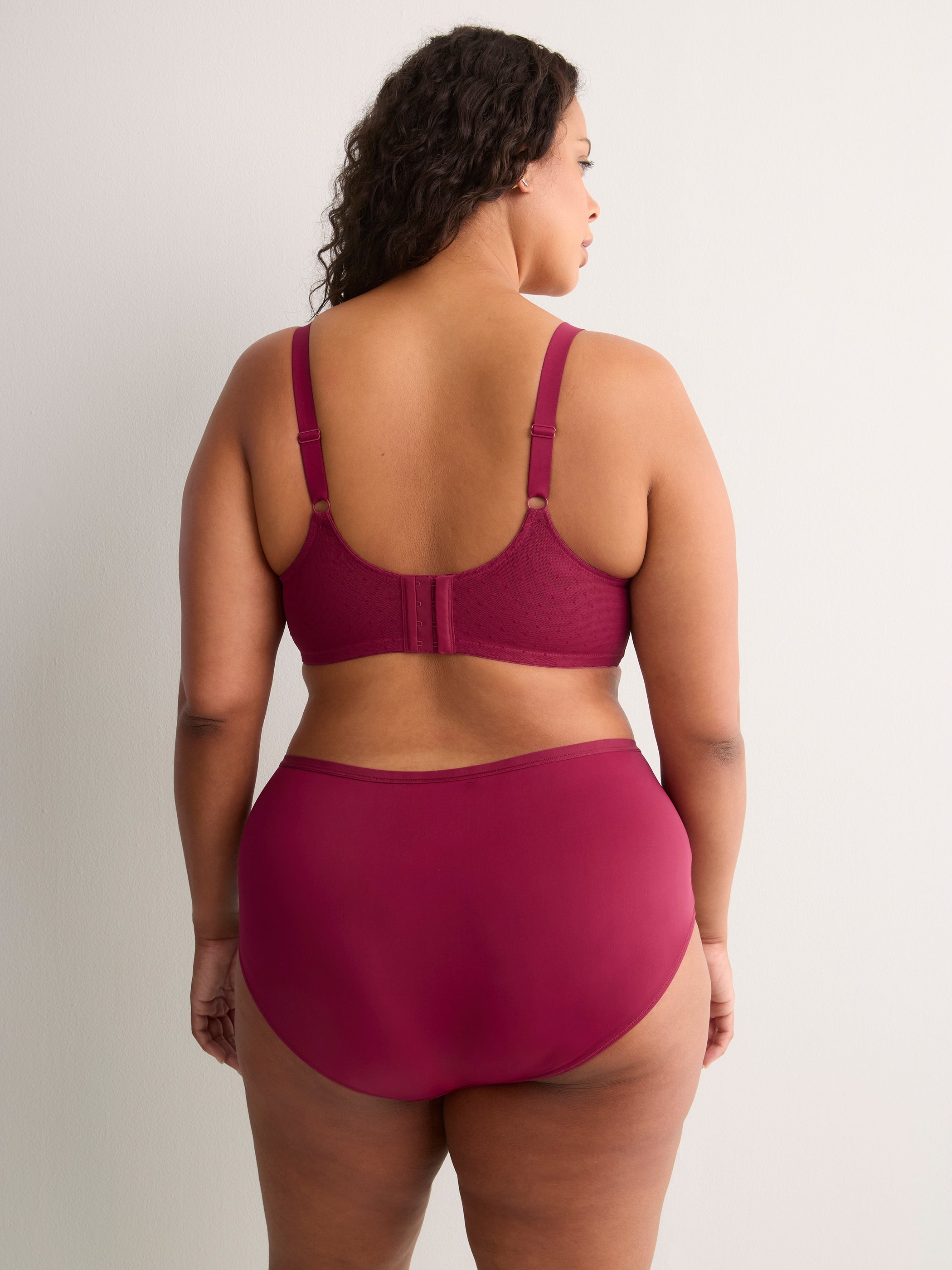 Red Underwire Clip Dot Mesh Balconette Bra with Lace - Déesse