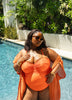 Maillot une-pièce bandeau orange à jambe échancrée