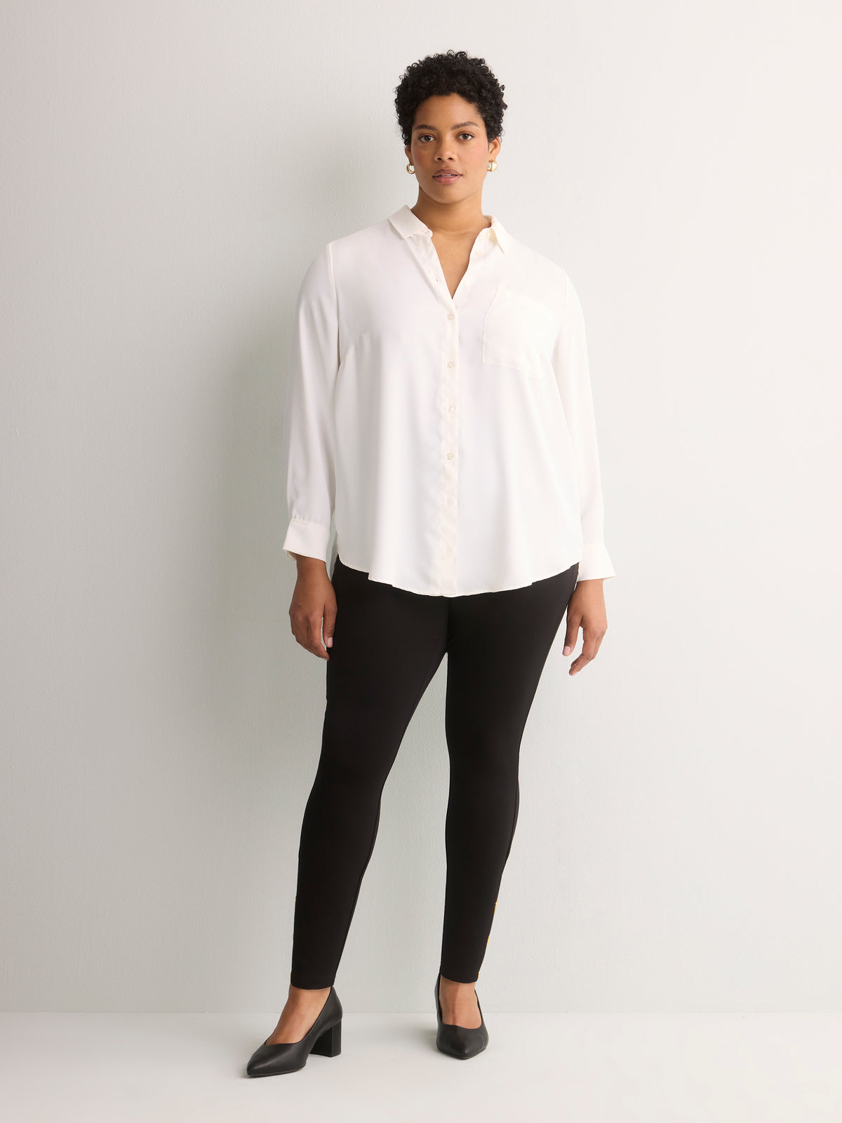 Responsible, Black Fashion Legging with Keyhole and Charm at Hem
