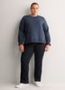 Loose Crew-Neck Fleece Sweatshirt with Long Balloon Sleeves