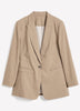 Beige Pinstripe Single-Breasted Blazer