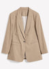 Beige Pinstripe Single-Breasted Blazer