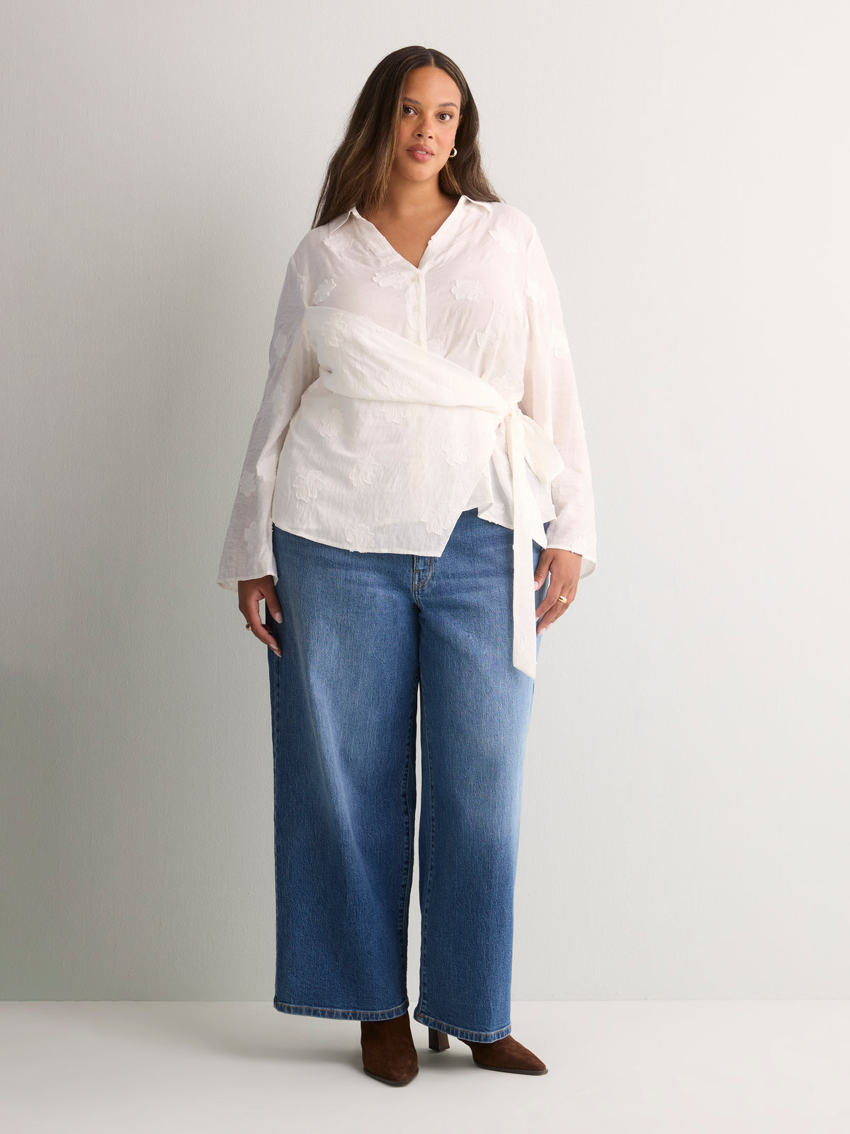 White Buttoned-Down Wrap Blouse