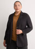 Black Single-Breasted Tailored Knit Blazer
