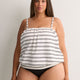White Striped Blouson Tankini Top