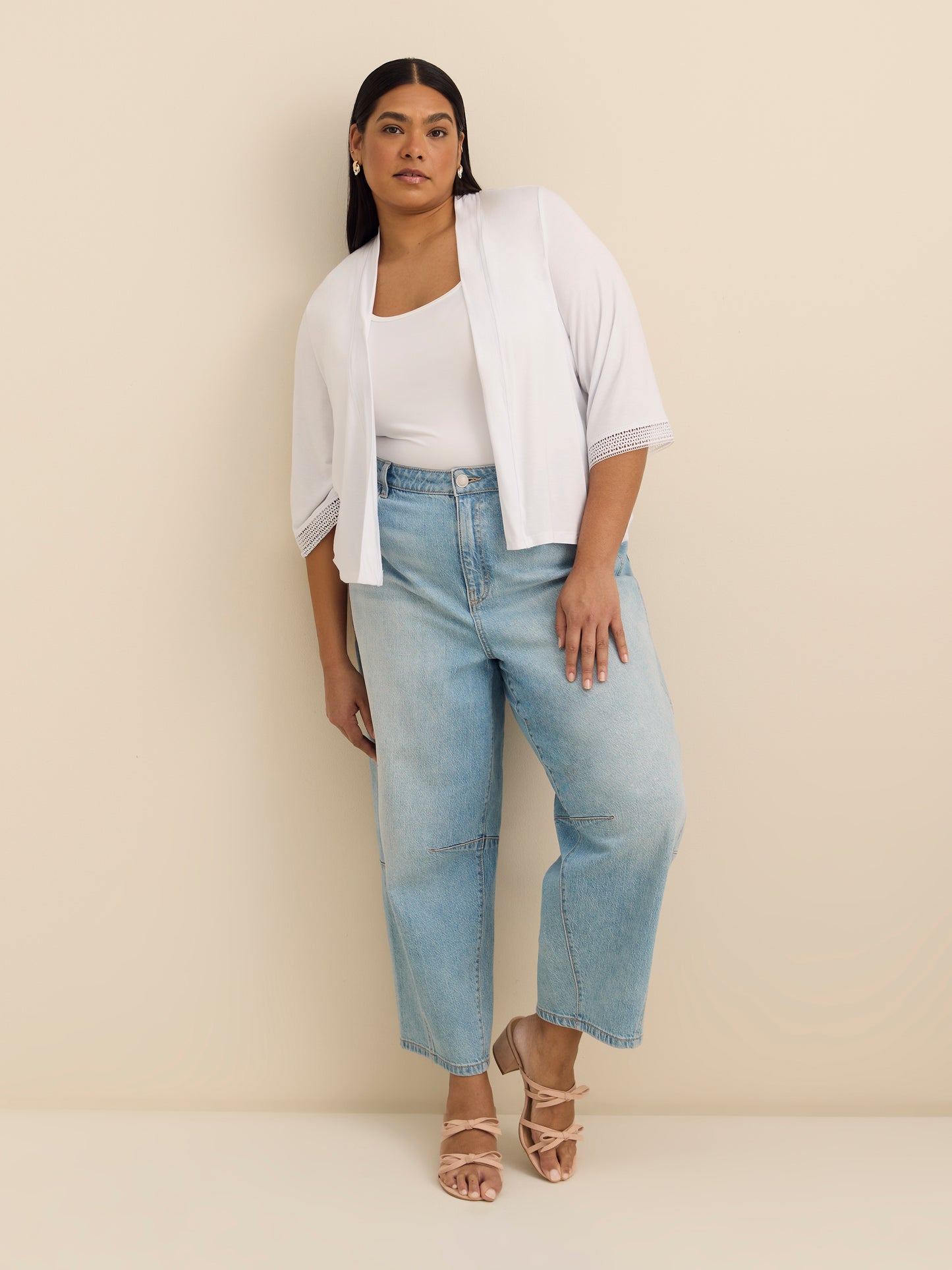 Responsible, Open Front 3/4 Sleeve Cardigan