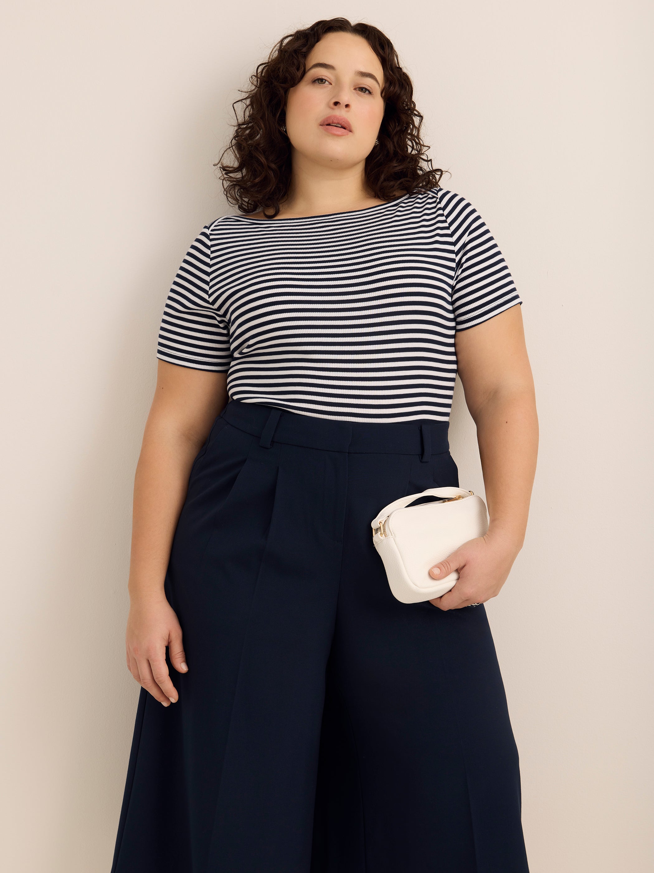 Striped Boat-Neck Rib Knit Baby Tee