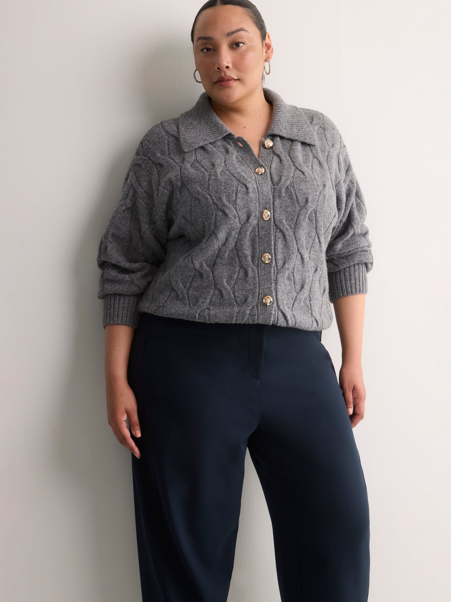Dark Barrel-Leg Trousers