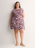 Crew-Neck Extended-Sleeve Knit Dress with Side Shirring