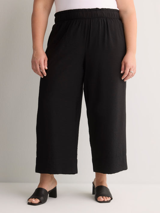 Woven Wide-Leg Slip-On Cropped Pant