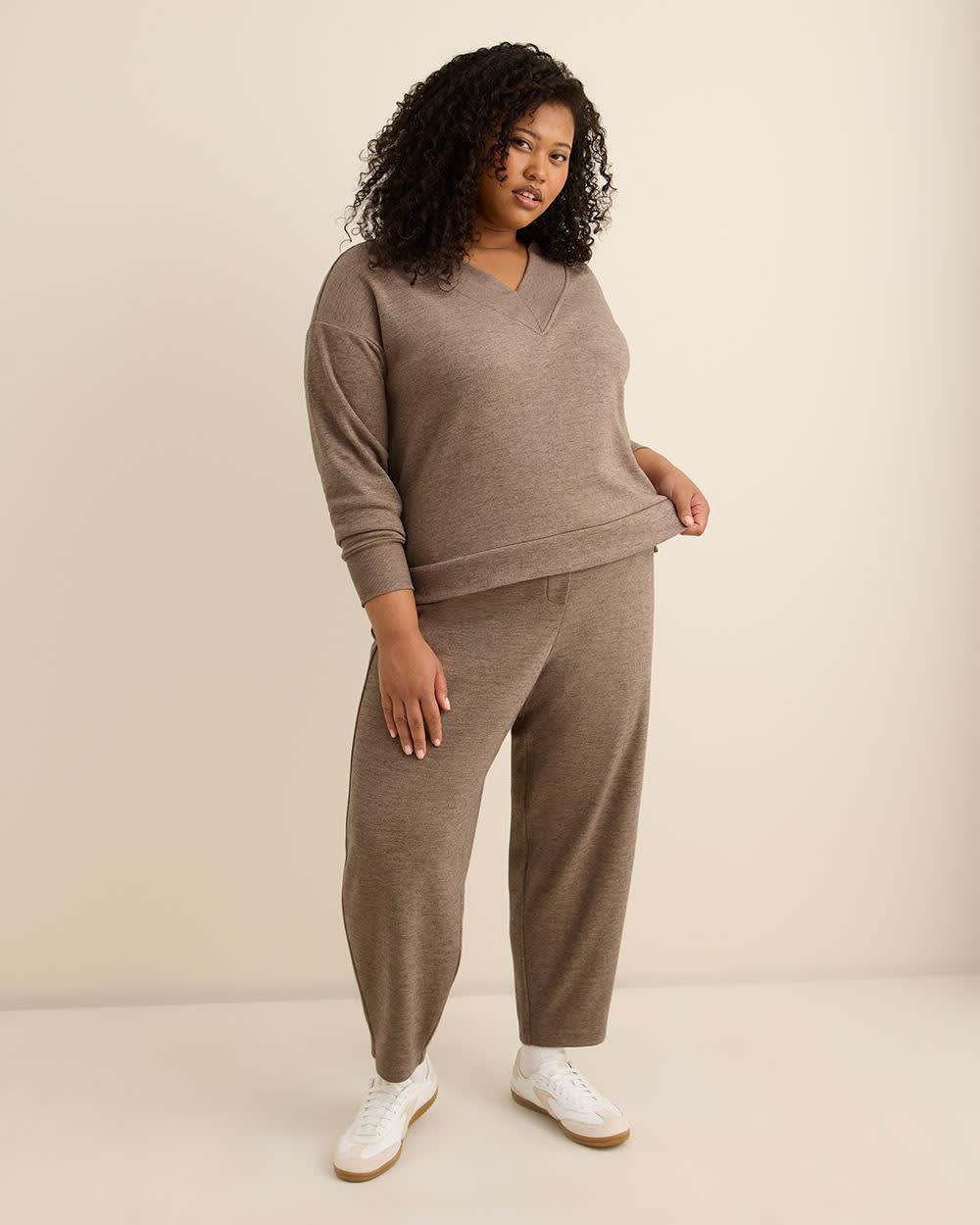 Pull-On Barrel-Leg Knit Pant