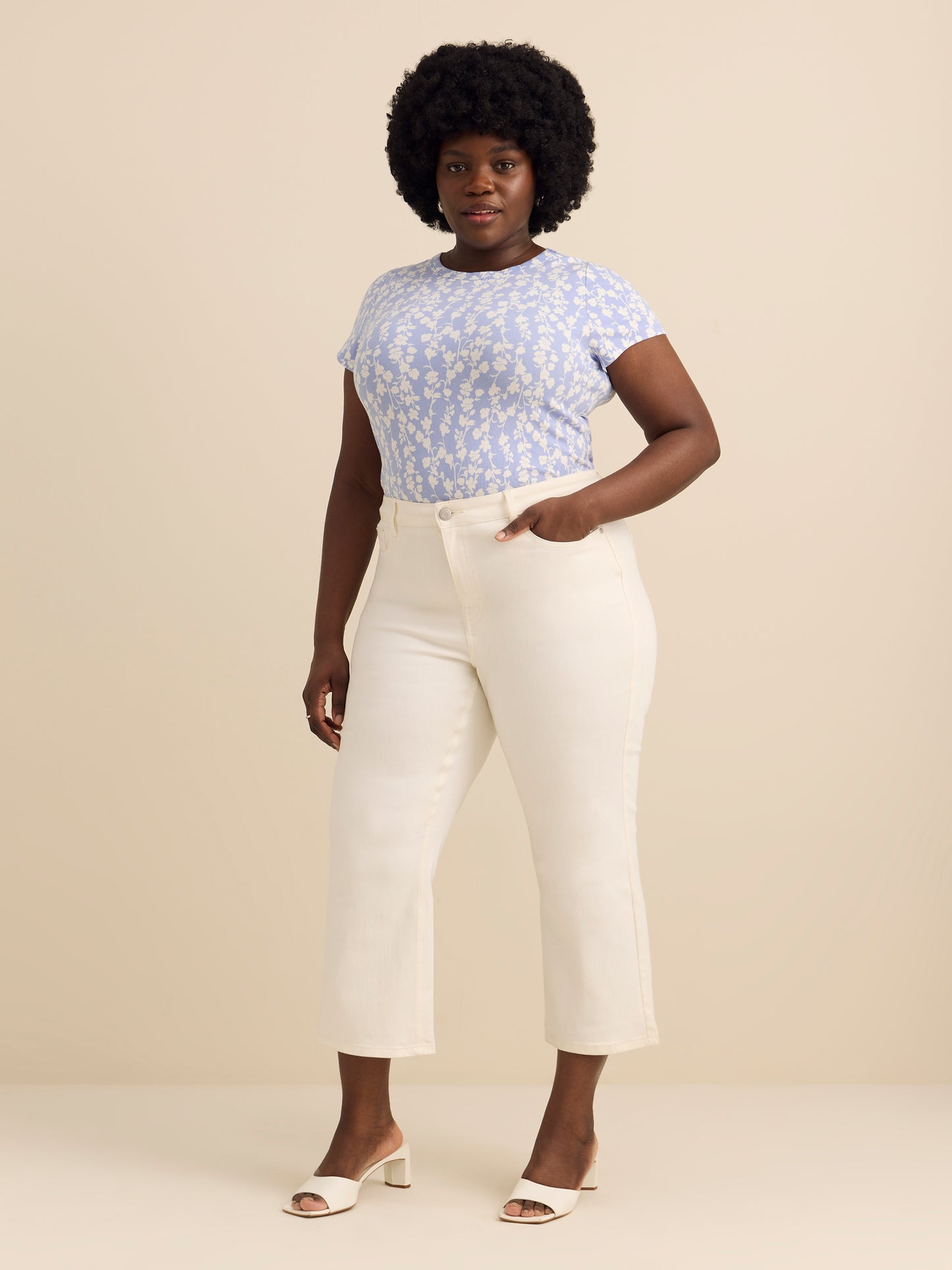 Cap Sleeve Crew Neck T-Shirt - Addition Elle