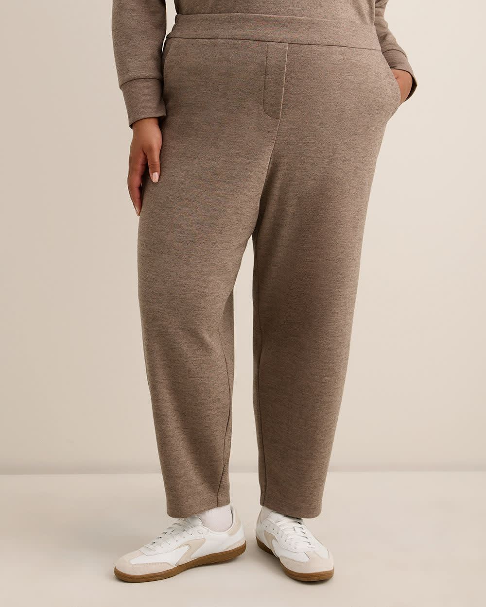 Pull-On Barrel-Leg Knit Pant