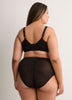 Sexy Black Unlined Plunge Bra with Cheetah Embroidery - Déesse Collection