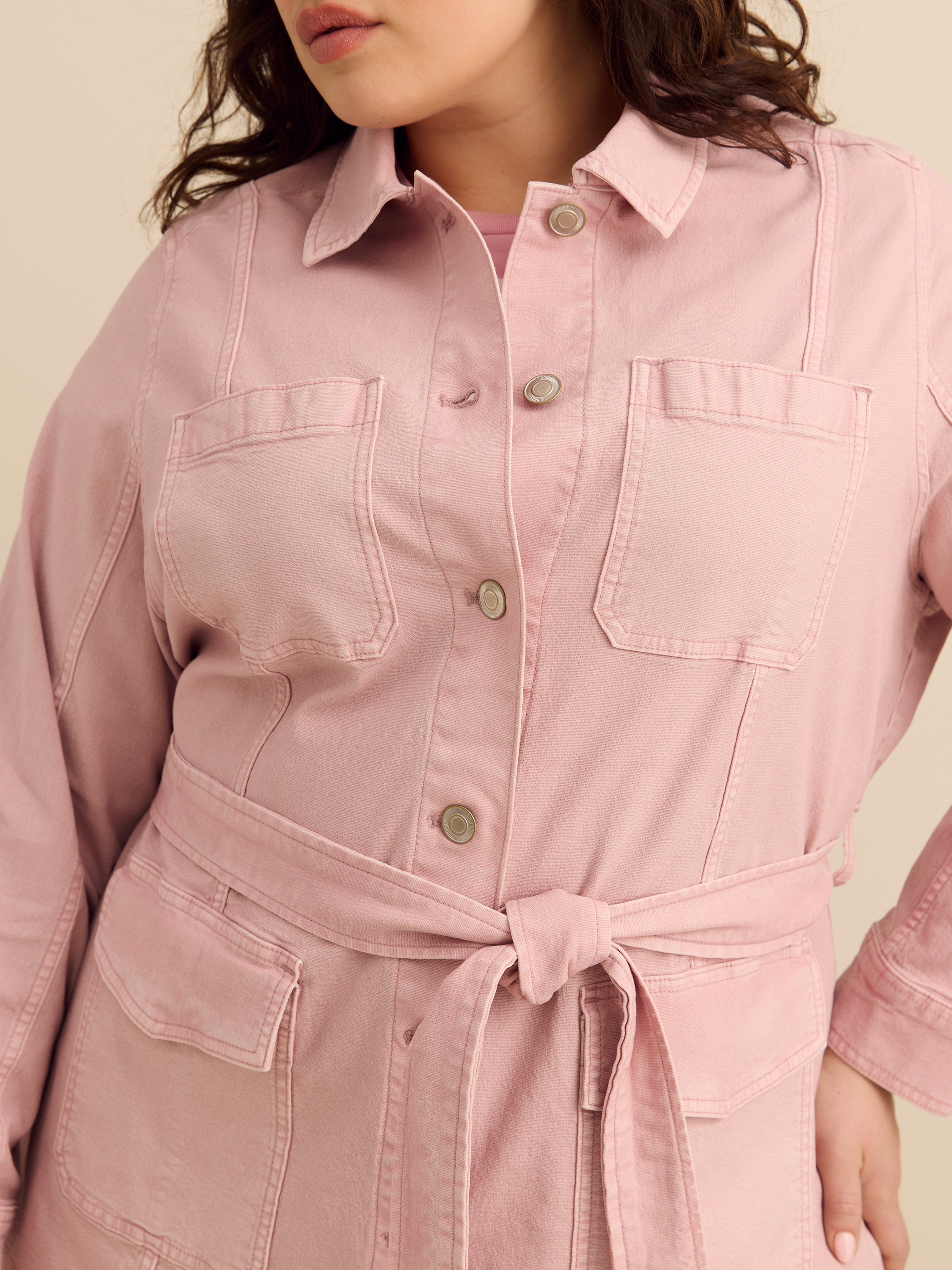 Veste safari lilas en mélange de coton