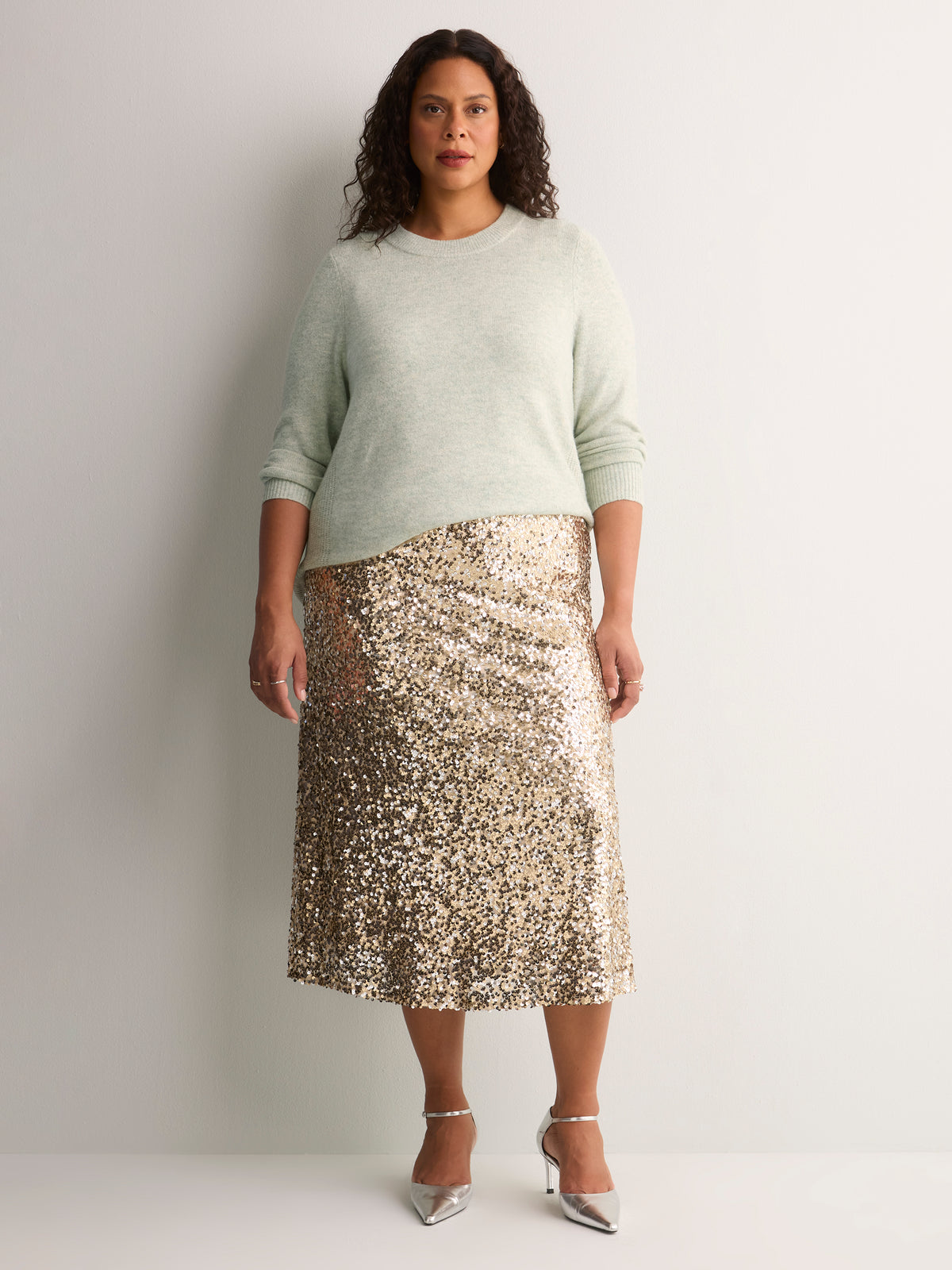 Lurex Crew-Neck Tunic Sweater