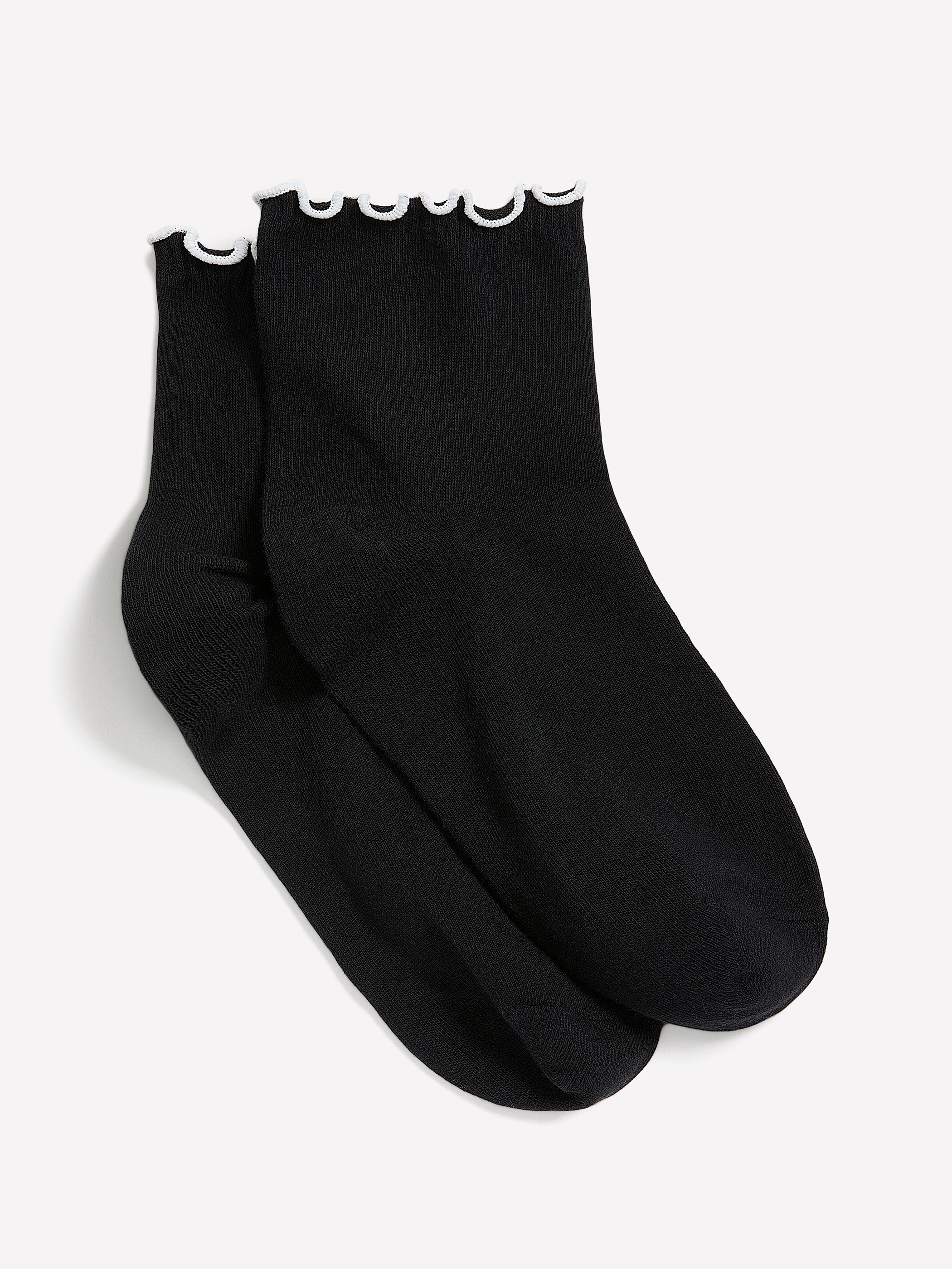 Ankle Socks with Contrasting Lettuce Edge
