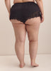 Black Sexy Satin Boxer with Lace Inserts - Déesse Collection