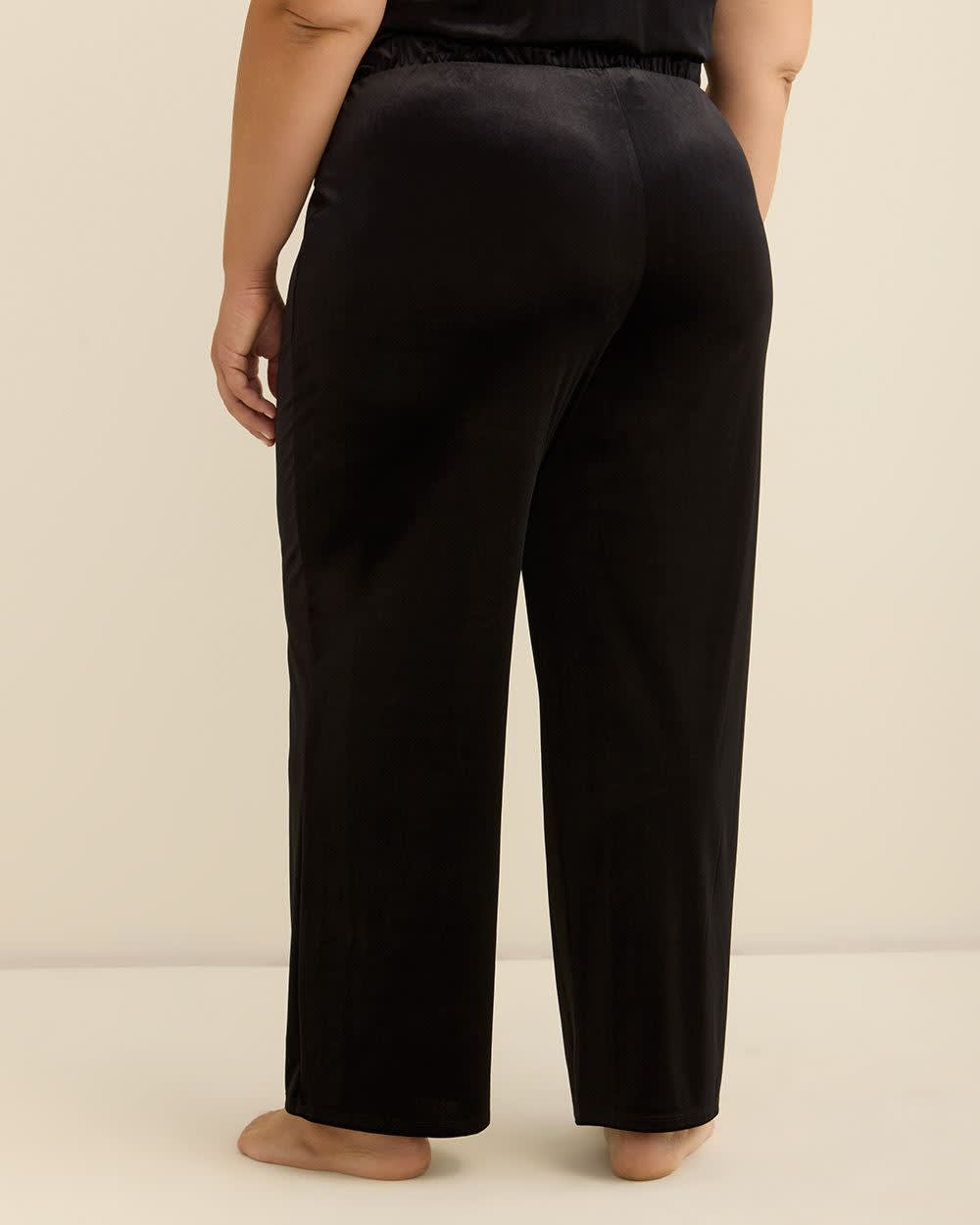 Pantalon de pyjama tricoté DEESSE – Jambe droite, mélange de polyester, taille élastique