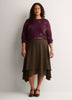 Romantic Brown Chiffon Pull-On Midi Skirt