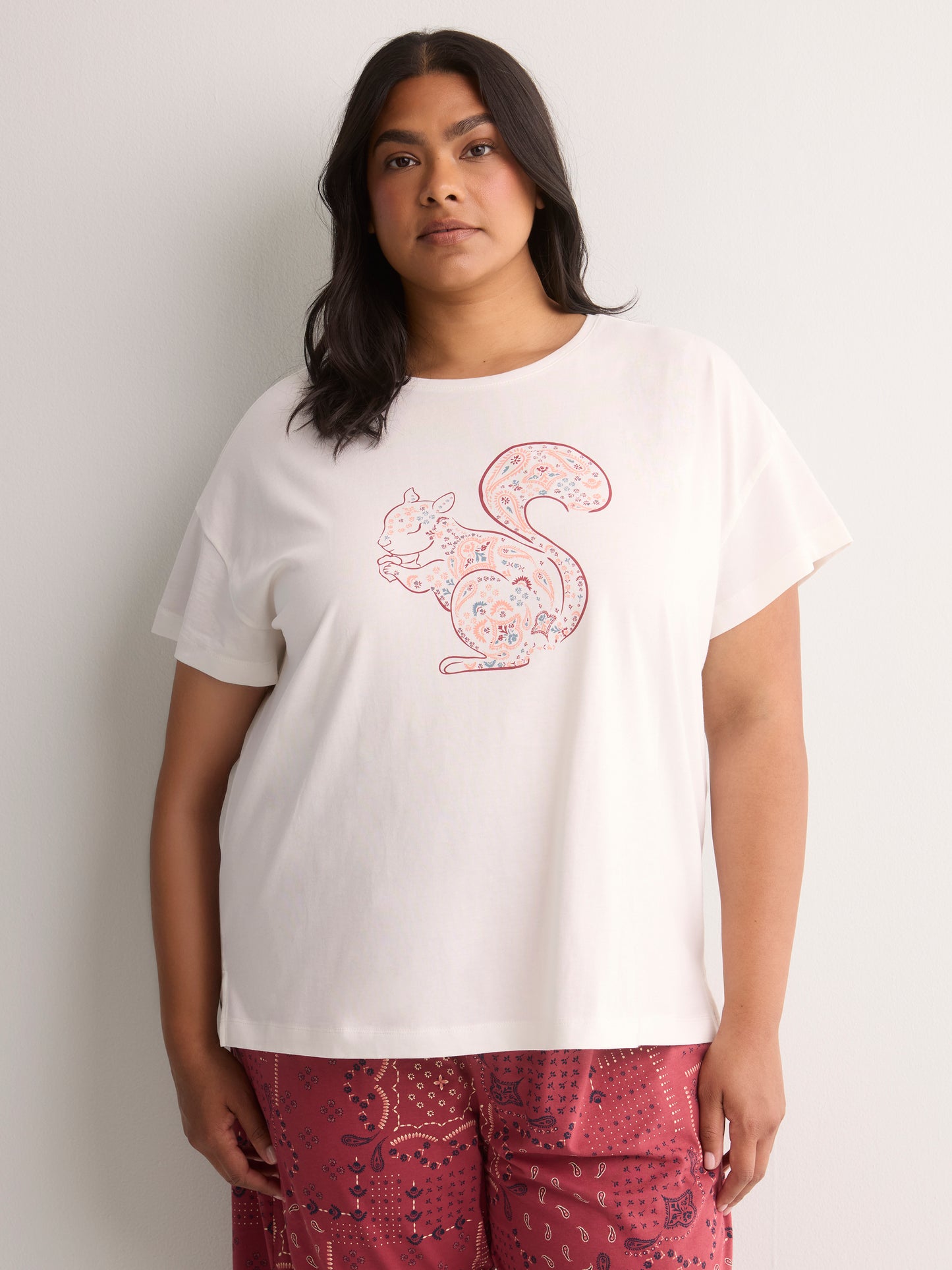 Short-Sleeve Boxy Pyjama Top with Snow White Print - tiVOGLIO