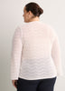 Straight V-Neck Crochet Pointelle Knit Blouse with Trumpet Sleeves