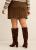 Brown Faux-Suede Mini Skirt with Rhinestones