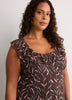 Leaf-Print Sleeveless Midi Dress with Ruffled Empire Waist - Addition Elle