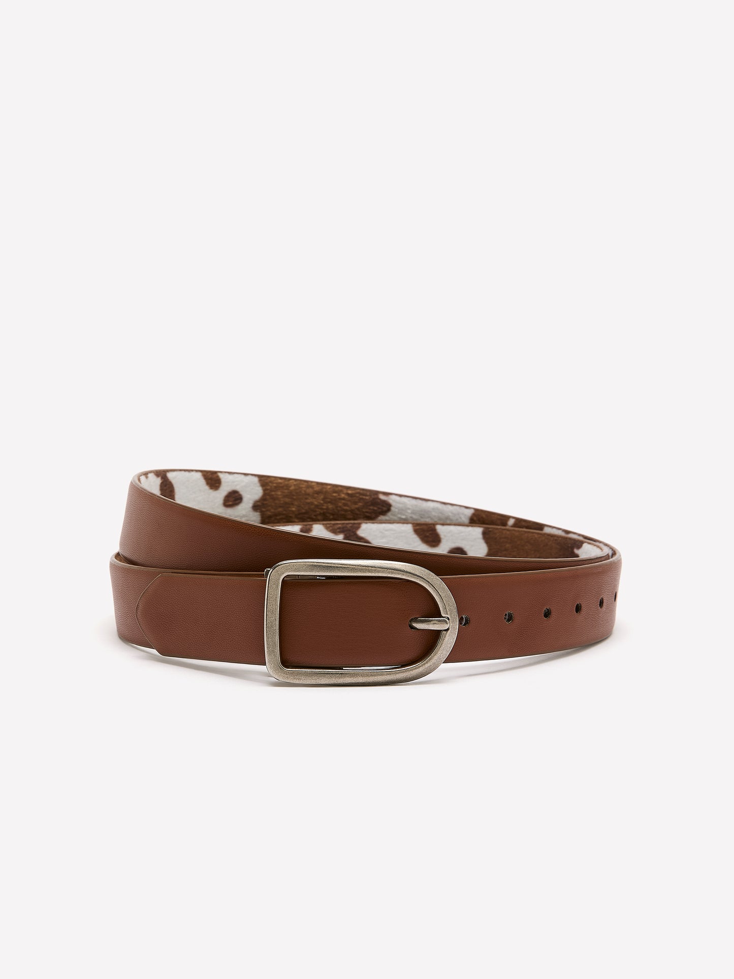 Reversible Faux Leather Denim Belt with D-Shaped Buckle