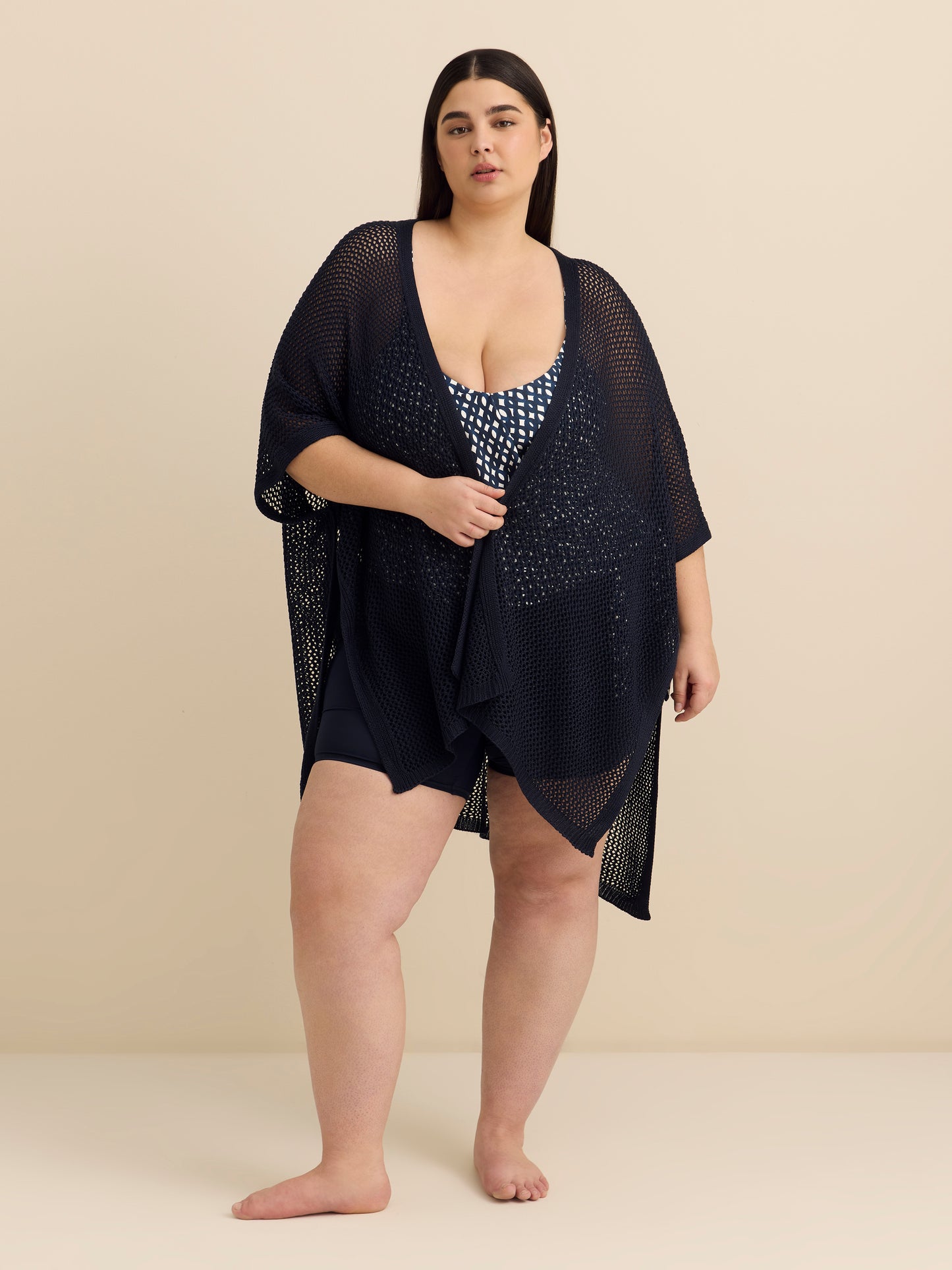 Open Stitch Knit Cape