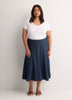 Dark Denim Fit and Flare Midi Skirt - d/C JEANS