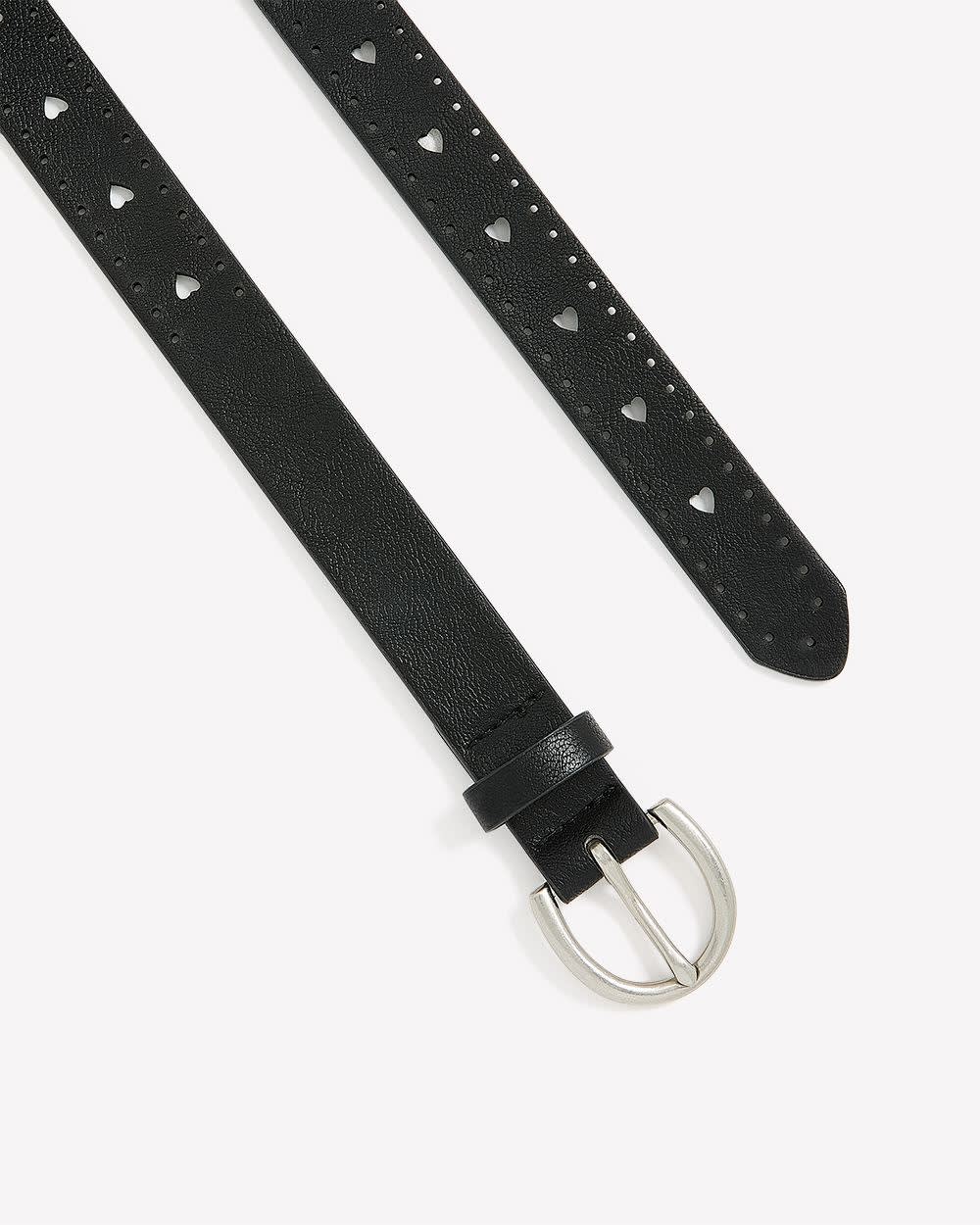Black Belt with Bubble Heart Buckle