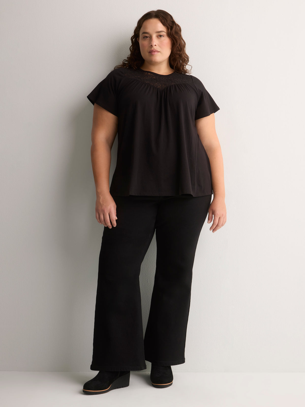 Slight Swing Top with Embroidered Yoke